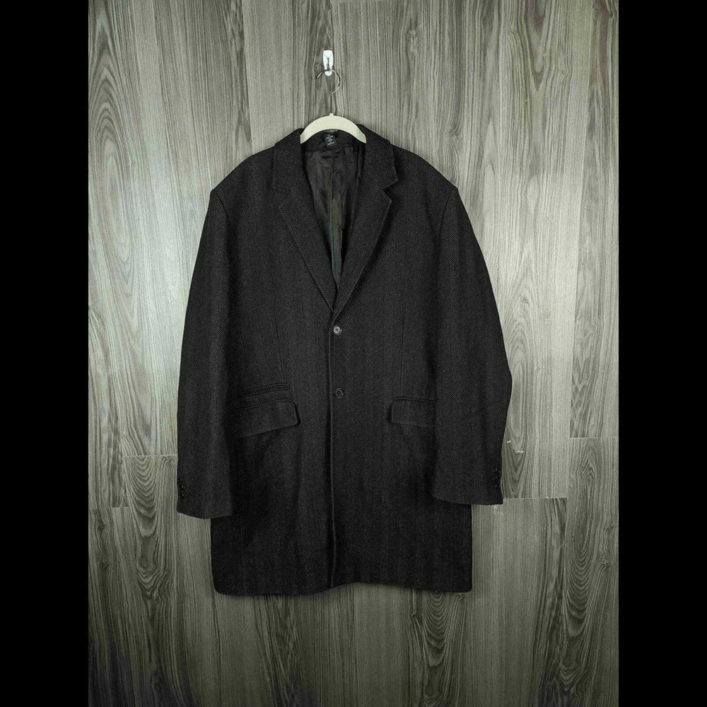 Club Monaco Mens Herringbone Wool Blend Overcoat Brown Black 02600153 Large